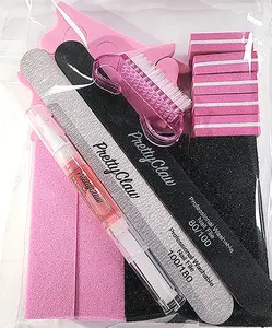 Nail Kit Pink PrettyClaw 15 Pieces Nail Buffers Mini 3-way 4-way Manicure Acrylic Nail Files Toe Separator Cuticle Oil