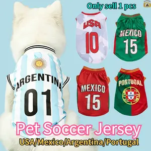 2026 FIFA World Cup Pet Soccer Jersey | USA Mexico Argentina Portugal National Team | Breathable Summer Mesh Vest | Stylish Sports Outfit for Dogs & Cats Shirts Clothing Husky Clothes