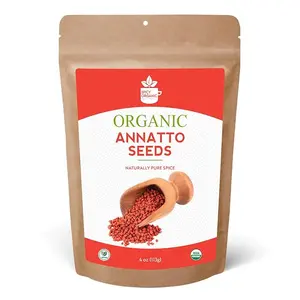 SPICY ORGANIC Annatto Seeds Whole 4 Oz. – USDA Certified Organic - All-Natural Achiote Seeds Spice and Seasoning for Rice, Cheese, Sauces, Achiote Paste, Recado Rojo, Meats, Poultry and Fish Flavor