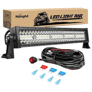Nilight 22 Inch 480W 28800LM Triple Row Spot Flood Led Light Bar | 12FT Wire 3Pin Switch