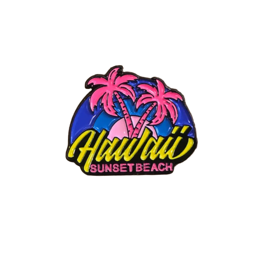 Hawaii Sunset Beach Vapor Wave Pin