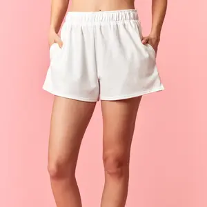 “USA” Patches with Floral Printed Twill and Eyelet Embroidery Outline Shorts