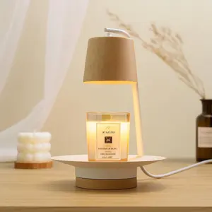 Candle Warmer Lamp with Timer Dimmer Wooden Base, Day for Mom, Housewarming Gifts New Home Room, Wax Warmer Lamp for Jar Candles with 2 Bulbs