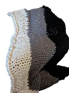 Cozy hand-knit chunky blanket for adults