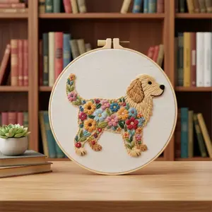 Beginner Cross Stitch Kit, Elegant Floral Animal Design, DIY Flower Embroidery Set, Includes Cotton Fabric, Thread, Needle, Instruction Manual, 20cm Hoop, Home Embroidery, DIY Kits
