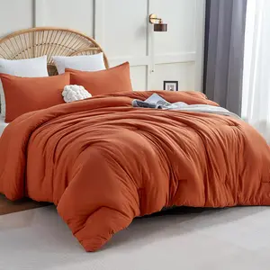 Full Size Comforter Set Terracotta, 3 Pieces Burnt Orange Rust Breathable Fall Bedding Sets, Luxury Lightweight Soft Bed Set with Down Alternative Comforter and 2 Pillowcases All Season