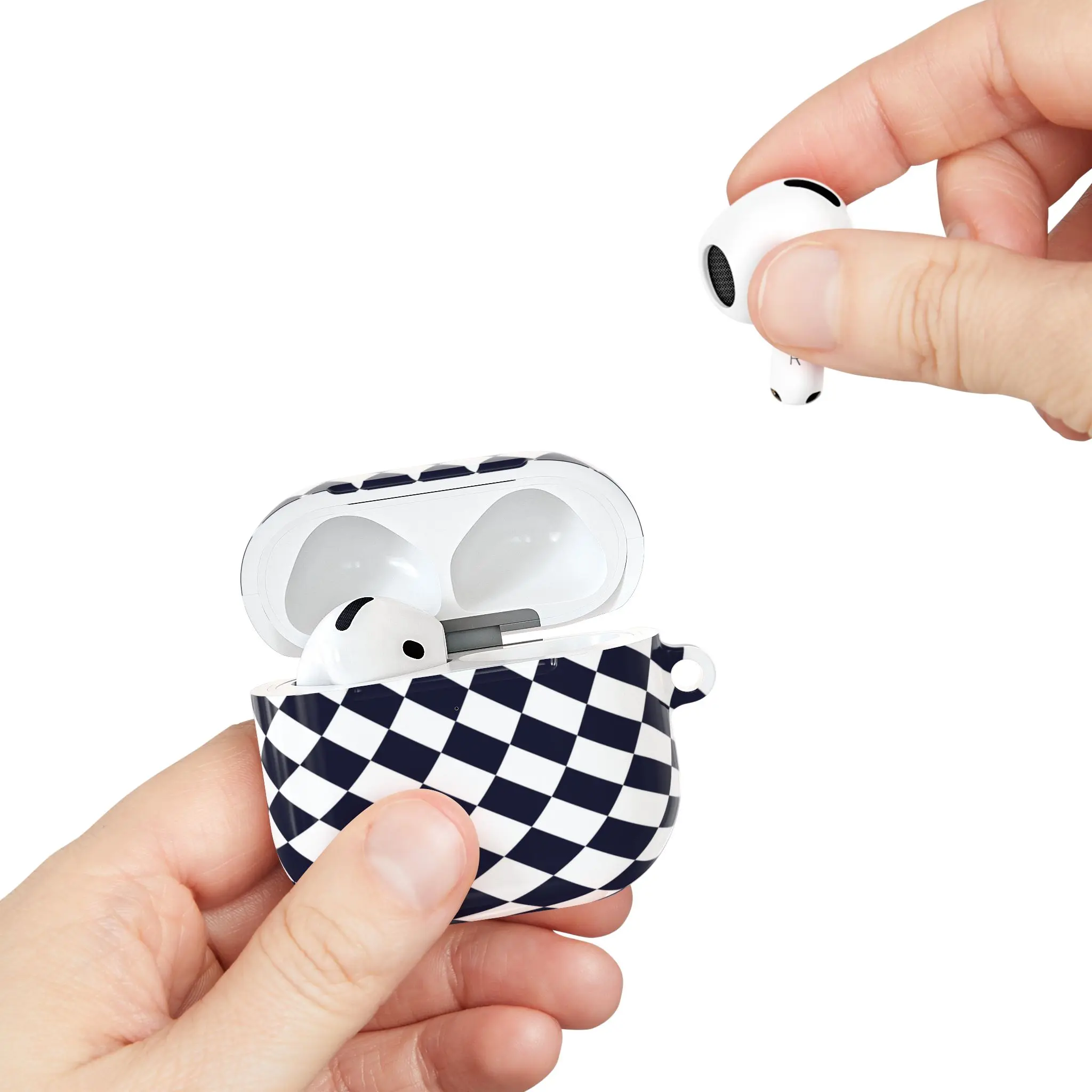 Black and White Checker Warp AirPod Case | Distorted Checkerboard Pattern