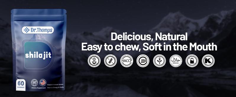 [buy 1 get 1]Dr.Thomps Premium Gold Himalayan Shilajit Gummies I Lab Tested I Individually Packaged I Ashwagandha, 75%+ Fulvic Acid & 85+ Trace Minerals I for Men, Women I Non-GMO I 100% Natural & Organic