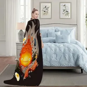 Calcifer H-Howls M-Moving C-Castle Anime Blanket Blanket for Couch Sofa Travel Home Hiking Picni Bed Beding Flannel Blanket