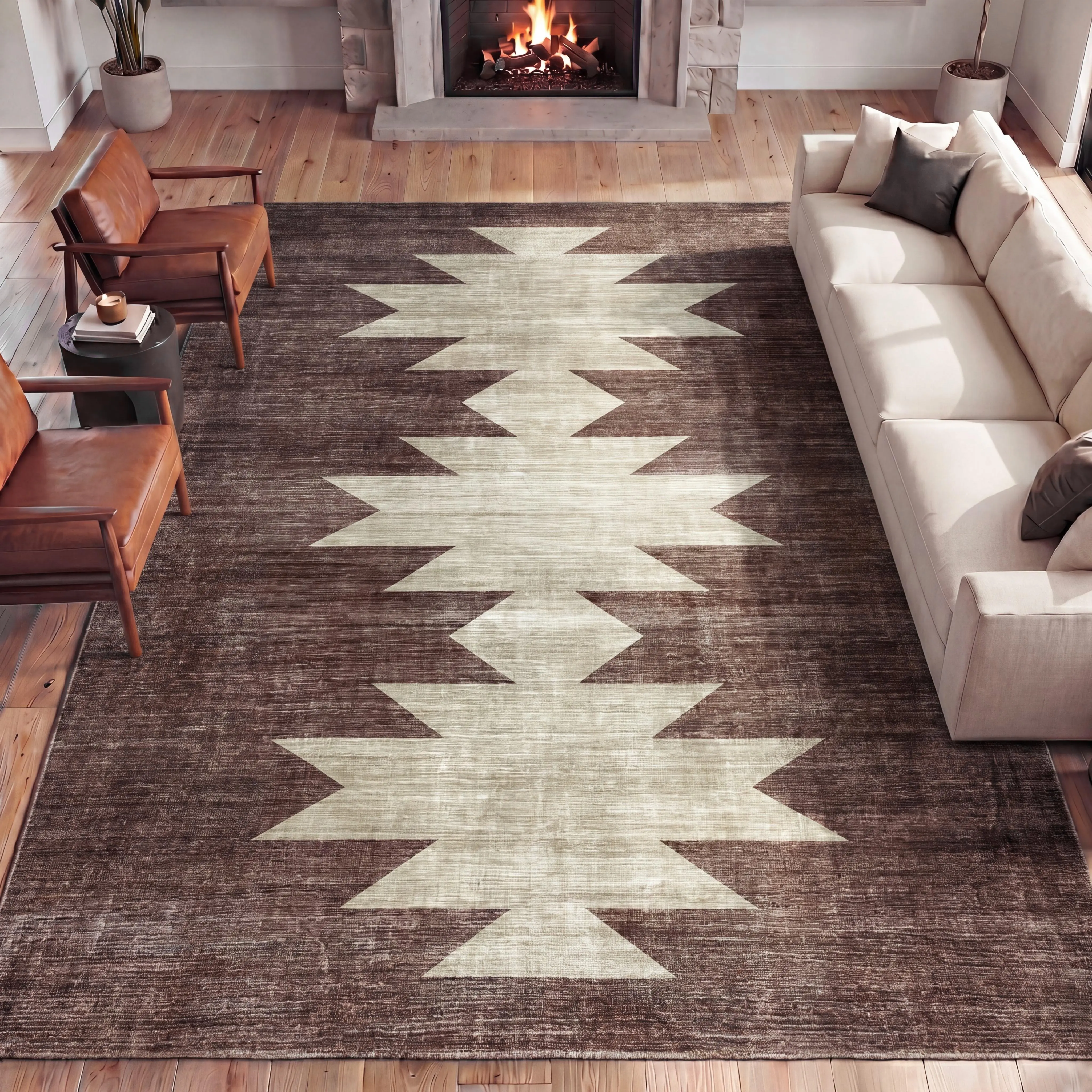 Peyton Minimalist Geometric Totem Non-slip Machine-washable Area Rug