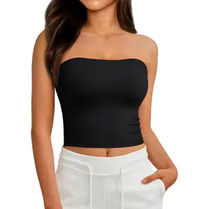 Tube Tops Strapless Crop Tops Basic Backless Sleeveless Bandeau Going Out Cute 2025 Summer Clothes Womenswear Bras Black Minimalist