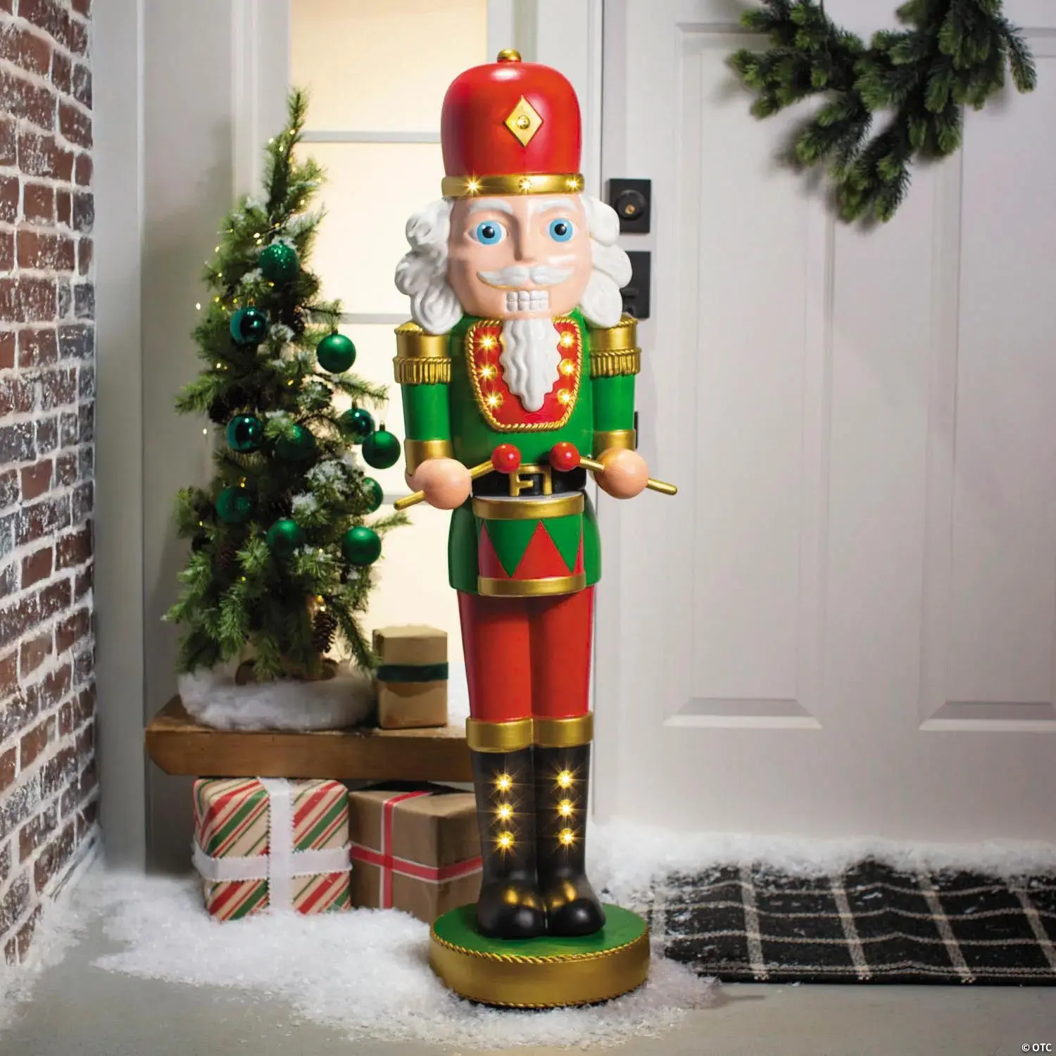 Light-Up Nutcracker with Drumsticks Christmas Decoration - 4 ft