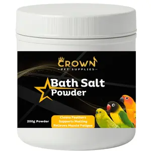Avian Bath Salt – Natural Sea Salt with Vitamin B & Herbal Extracts – Cleans Feathers, Enhances Shine & Promotes Relaxation - 200 Grams Powder for All Types of Birds