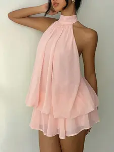 Elegant Women's Lace Halter Mini Dress, Perfect for Daily Dates, Honeymoon, Island Vacation, Beach Wear, Party, Valentine's Day