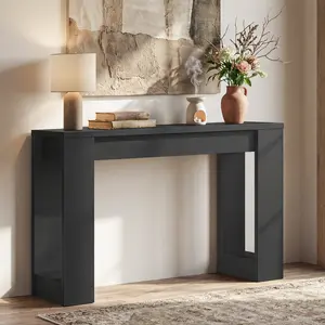 HOOBRO Console Table, Entryway Table with 2 Open Side Shelf, Storage Organizer, Sofa Side Table, for Hallway, Entryway, Stairwell, Living Room, Black
