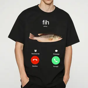 Fih Calling Remind me Message Decline Accept Phone Call Fish T-Shirt,Unisex Crewneck T-shirt for Men And Women graphic tee