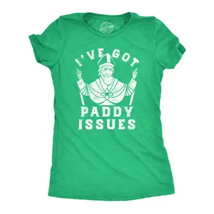 Womens Funny T Shirts Ive Got Paddy Issues St Patricks Day Sarcastic Grapahic Tee Funny Womens T Shirts Cute Vintage Fashion Casual Ladies T-Shirt Gift Saint Patrick's Day Tops for Women Funny Sarcastic Top Green -