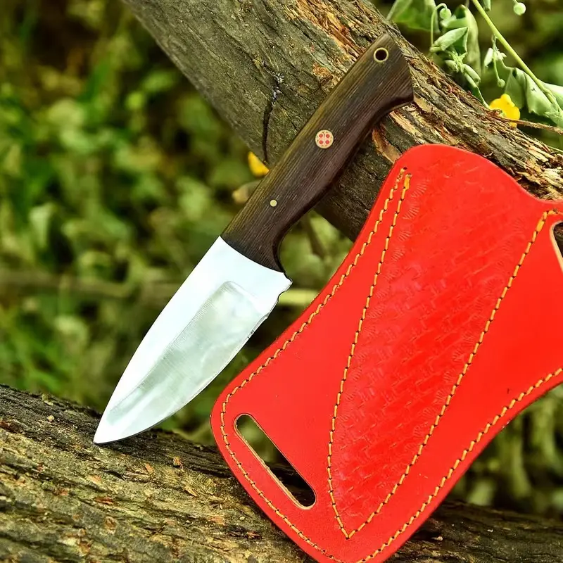 9-Inches Stainless Steel Fixed Blade Hunting Knife with Wenge Wood Handle, Full Tang Outdoor Survival Knife, Camping, Bushcraft, Hiking & Utility Knife with Sharp Plain Edge