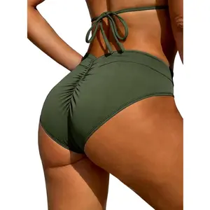 Ruched Bikini Bottoms for Women High Waisted Swimsuit Bottoms for Women Full Coverage Bikini Bottom