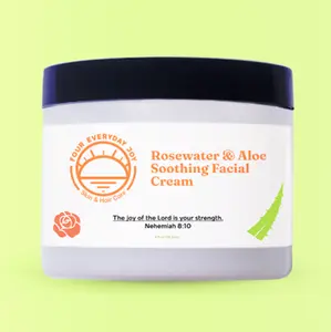 Rosewater & Aloe Facial Cream | Soothing Hydrating Moisturizer for Redness & Dry Skin | Vegan, Fragrance-Free, Organic Face Cream