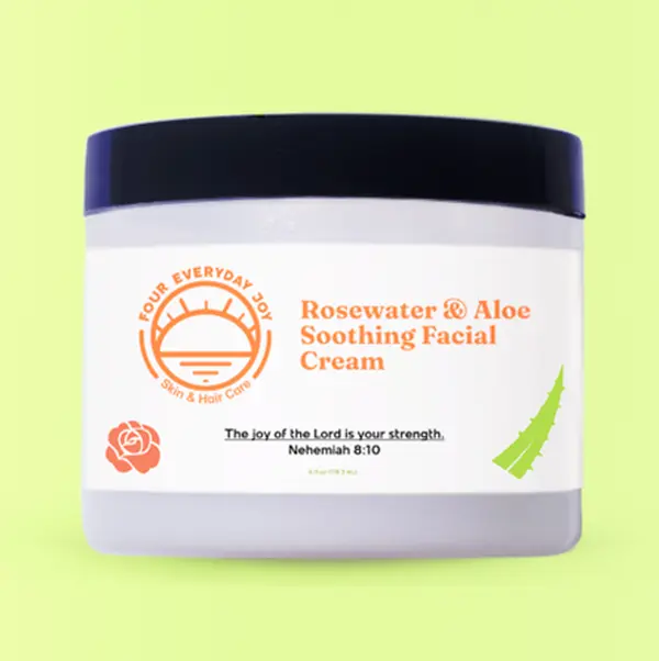 Rosewater & Aloe Facial Cream, Hydrating Face Moisturizer for Dry & Sensitive Skin, Vegan Fragrance-Free Daily Face Cream