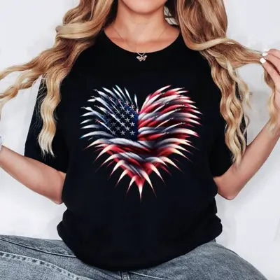 Comfy Plus Size USA Flag Shirt – Oversized 4th Of July Tee For Women In Red, 4XL Patriotic Top - View #11
