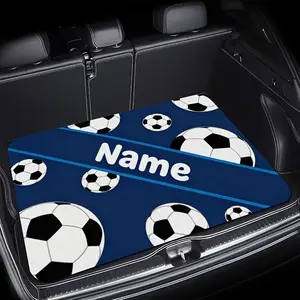 1pc Custom Name Football Art Pattern Car Trunk Mat, Personalized According to Your Design, Sports Theme, Durable Floor Liner, Safe and Practical, Suitable for Daily Travel, Birthday Gifts, Lifting, and Secure Cargo Storage, Car Trunk Mat