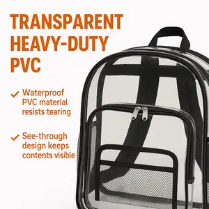 Karriage-Mate Trendy Clear Backpack - Stadium Approved Waterproof Spacious bookbag for School or Events Casual Design