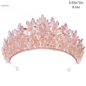 Baroque Bridal Crystal Crown Rhinestone Pageant Tiara for Women Luxurious Alloy & Crystal Wedding Headpiece Elegant European-Style Headdress for Brides & Beauty Queens Dazzling Gift for Her polished zirconia crown princess  3 wedding  tiara