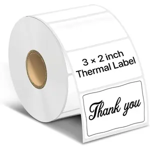 Rectangle Thermal Label Stickers, 3"x2" Thermal Stickers Self-Adhesive Direct Thermal Stickers Labels for Barcode Shipping Compatible with Thermal Label Printers, 500 Labels/Roll, White