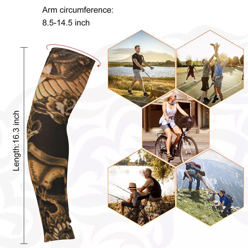 Dazone 10PCS Temporary Tattoo Sleeves, Arts Fake Cooling Tattoo Arm Sleeves for Men Women