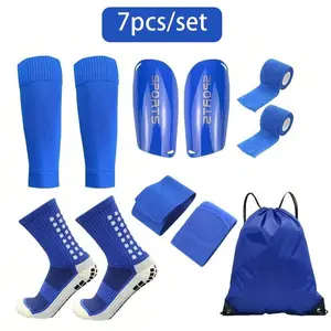 7-Piece Football Equipment Set with Anti-Slip Socks, Shin Guards Straps, Comfortable Leg Protection, Durable Shin Pads, Sports Bag & Bandage