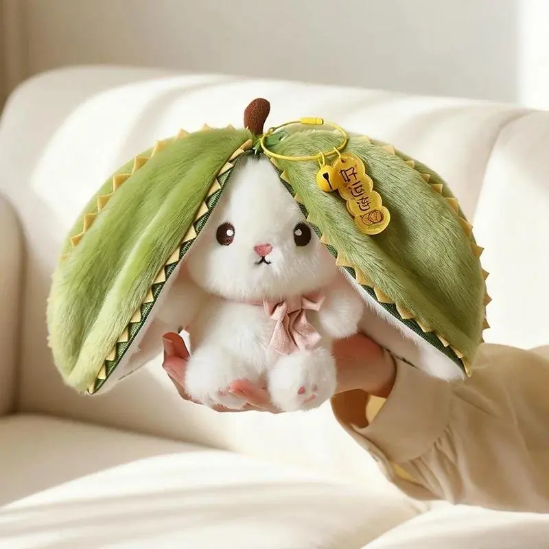 New Cute Fruit Bunny Plush Toy, Creative Durian Pineapple Carrot Strawberry Transform Rabbit Soft Doll, Birthday Christmas Gift, Apartment Friendly Dorm Use Cute Plush Gift