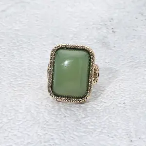 Vintage Inspired Rectangular Stone Accent Statement Ring