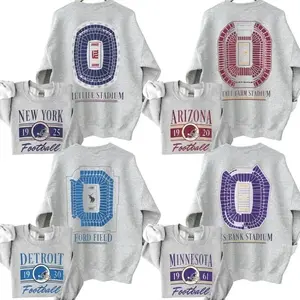 Vintage Football Stadium Ash Grey Sweatshirt, 2-Sided Retro Game Day Crewneck, Campus Sports Graphic Pullover, Classic Fan Gift
