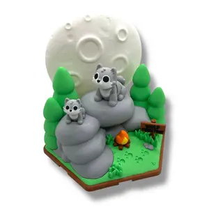 🌕 Wolf Territory – Forest Moon Scene with Two Adorable Wolves 🐺