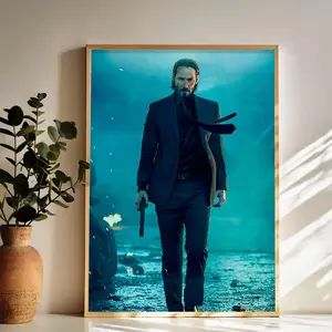 John Wick The Relentless Avenger Wall Art Vintage Black and White Art Posters Funky Aesthetic Canvas Prints Retro Bar Cart Decor for Bar Bedroom