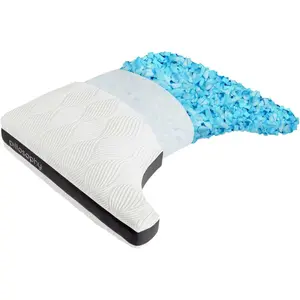 SleepCurve Pillow o Adjustable Loft o Gel-Infused Shredded Memory  Fill o  Curved Crescent Shape o Washable Cooling Cover o , Side,  Sleepers ( Size, 1-Pack)