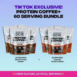 Everyday Dose Protein Coffee+ Bundle | Mocha & Caramel | 10g Protein, Lion's Mane, Chaga & L-Theanine | 60 Servings | TikTok Exclusive