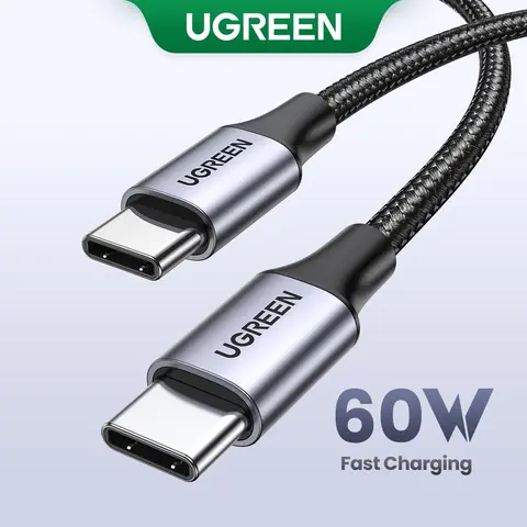 UGREEN Type-C Portable 60W PD Fast Charger Cable - 20V/2.1-3A Charging & Data Cord, 2-Year Intl. Compatibility for Smartphones (Samsung S24 Ultra, iPhone 17/16), MacBook, Tablets, High-Power Use