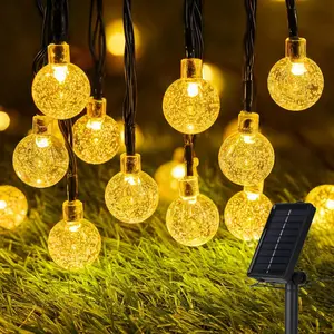 HXWEIYE Solar String Lights Outdoor Waterproof, 50 LED 25 FT Each, Solar Powered Patio Lights with 8 Lighting Modes for Garden Yard Porch Wedding Party Decor (Warm White)