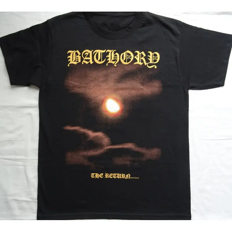 BATHORY The Return Short Sleeve Black T-Shirt Made In USA, All Colors, Gift for Women Men, US Size S-6XL, 100% cotton, Classic Fit, Unisex T-Shirt