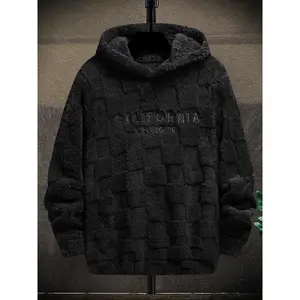 Men’s casual fashion pullover sweater, simple style, warm fleece lining, long sleeves with drop shoulders, perfect for fall and winter