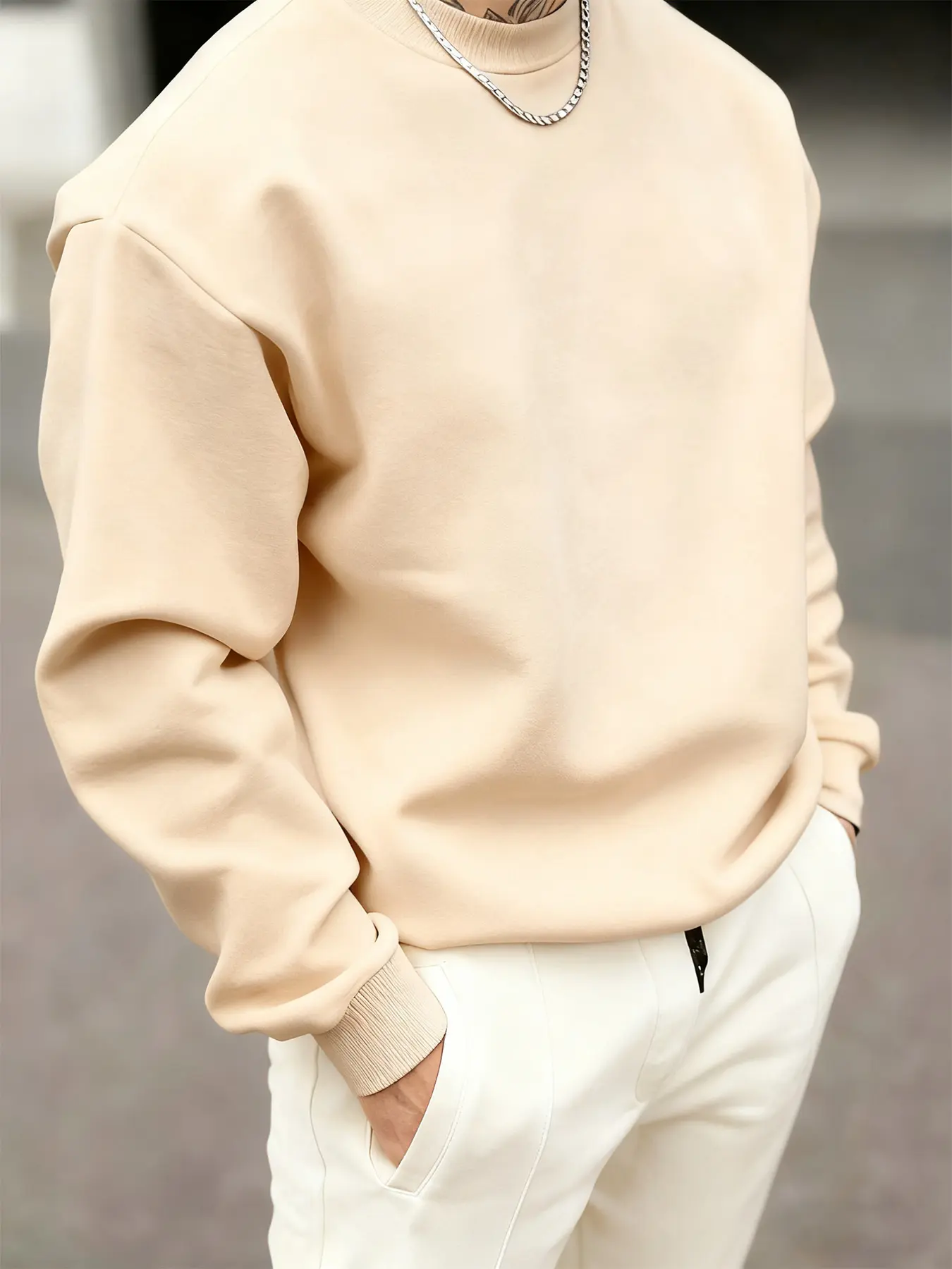 Same style for men and women, Unisex, Menswear, autumn and winter Long Sleeve round-neck pullover sweatshirts, Tops, with fleece lining and solid colors, plain, basic design, Classic, Casual, suitable for Y2K fashion and everyday wear