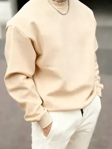 Same style for men and women, Unisex, autumn and winter Long Sleeve round-neck pullover sweatshirts, Tops, with fleece lining and solid colors, basic design, Classic, Casual, suitable for Y2K fashion and everyday wear