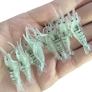 Glow in the Dark Shrimp Fishing Lures 30 Pack, 4cm Realistic Soft Shrimp Baits with Hooks, Luminous Night Fishing Bait for Bass, Trout, Saltwater & Freshwater Fishing Gear Outdoor Use outdoorfun