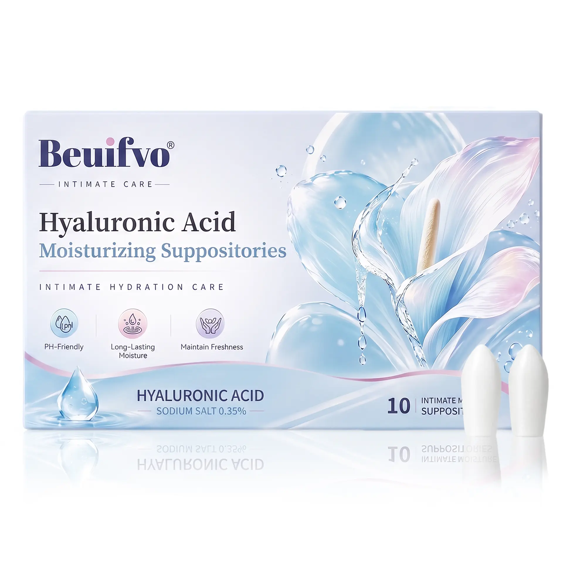 【Beuifvo】 Women’s Intimate Skin Care Gel | Moisture Support Formula with Hyaluronic Acid, Vitamin E & Aloe Vera | Gentle Daily Care | Fragrance-Free | 10 Count