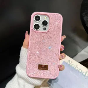 Rhinestone Bling Lightweight Full-Cover Cellphone Casing - TPU Protective Shock-Resistant Phone Accessory for iPhone 17,16,15,14,12,11 Pro Max & 16,15,14 Plus
