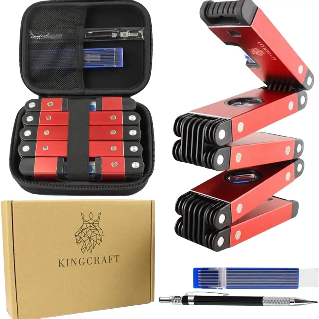 28" Small Level Tool Set - Our Extendable level For Construction set with Carrying Case & Construction Pencil is a great Gift for any Contractor or DIY'er