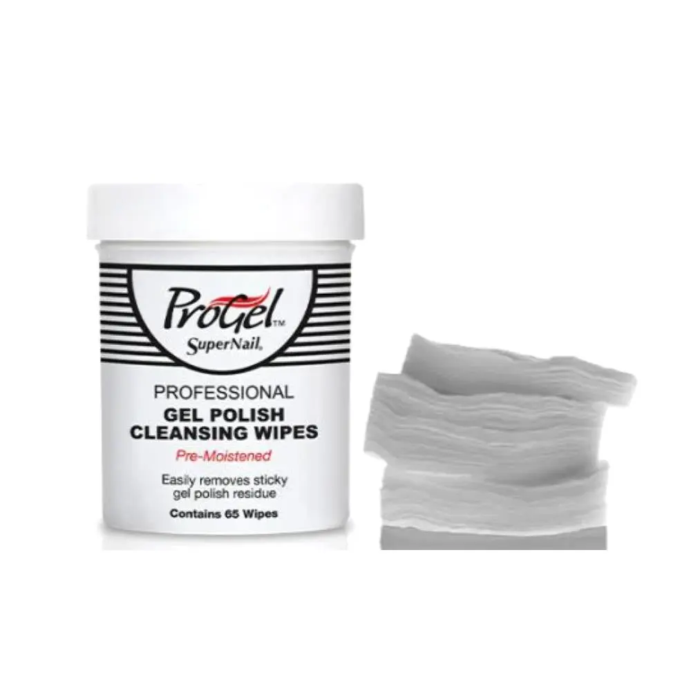 SuperNail Gel Cleanser Wipes - 65-Count Pack for Mirror-Finish Manicure, Moisturizing Nail Care with Vitamin E